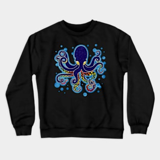 Painted Octopus, Dark Blue Crewneck Sweatshirt